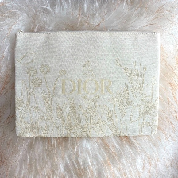 DIOR Cream Floral Cosmetics Pouch - Picture 1 of 13